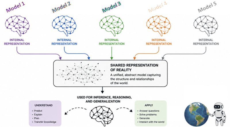 How Major Reasoning Models Converge to the Same “Brain” as They Model Reality Increasingly Better