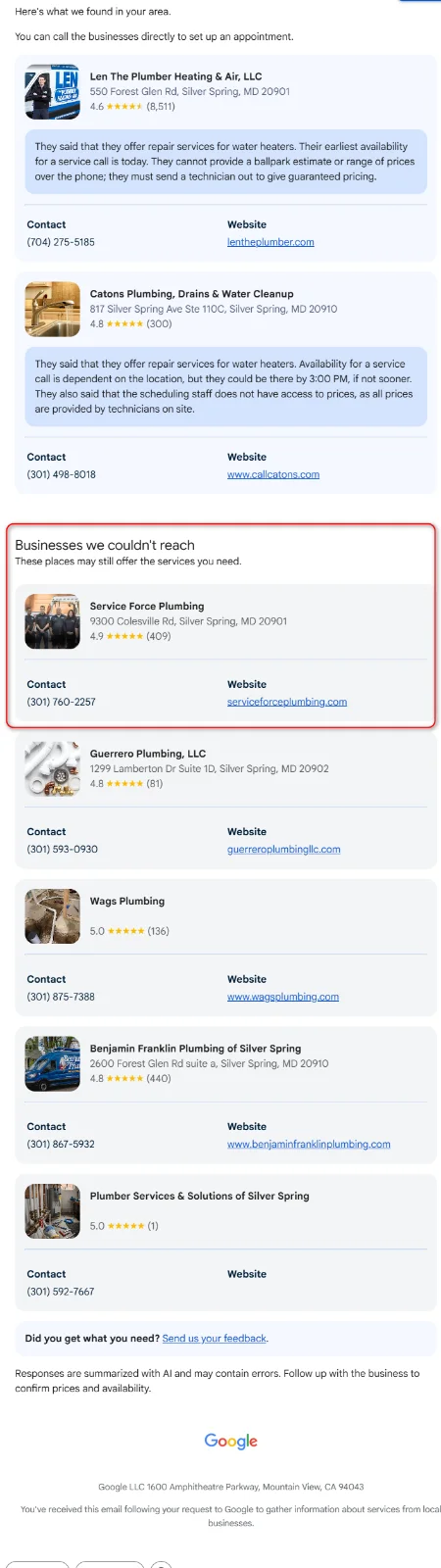 Struggling with “Have AI Check Prices”. No calls despite high map pack rank. | Google Business Profile (GBP) & Google Maps