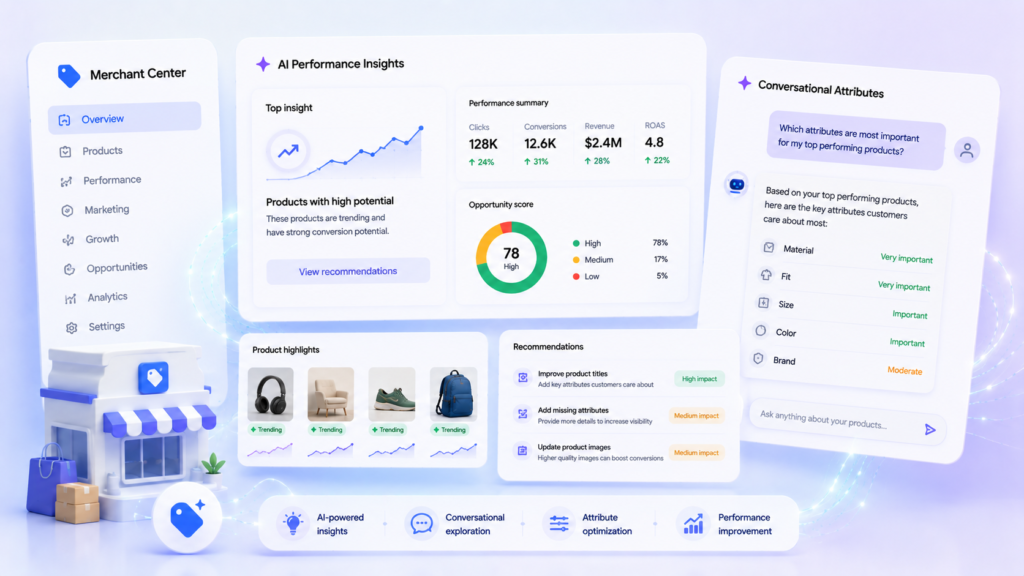 Google launches AI Performance Insights and Conversational Attributes in Merchant Center