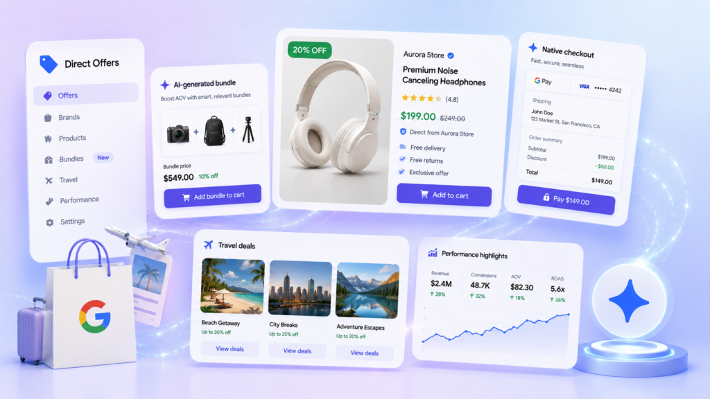 Google expands Direct Offers with AI-generated bundles, native checkout and travel deals