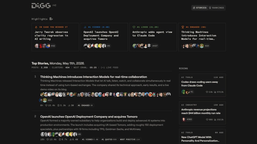 Digg Is Back Again, This Time To Aggregate AI News