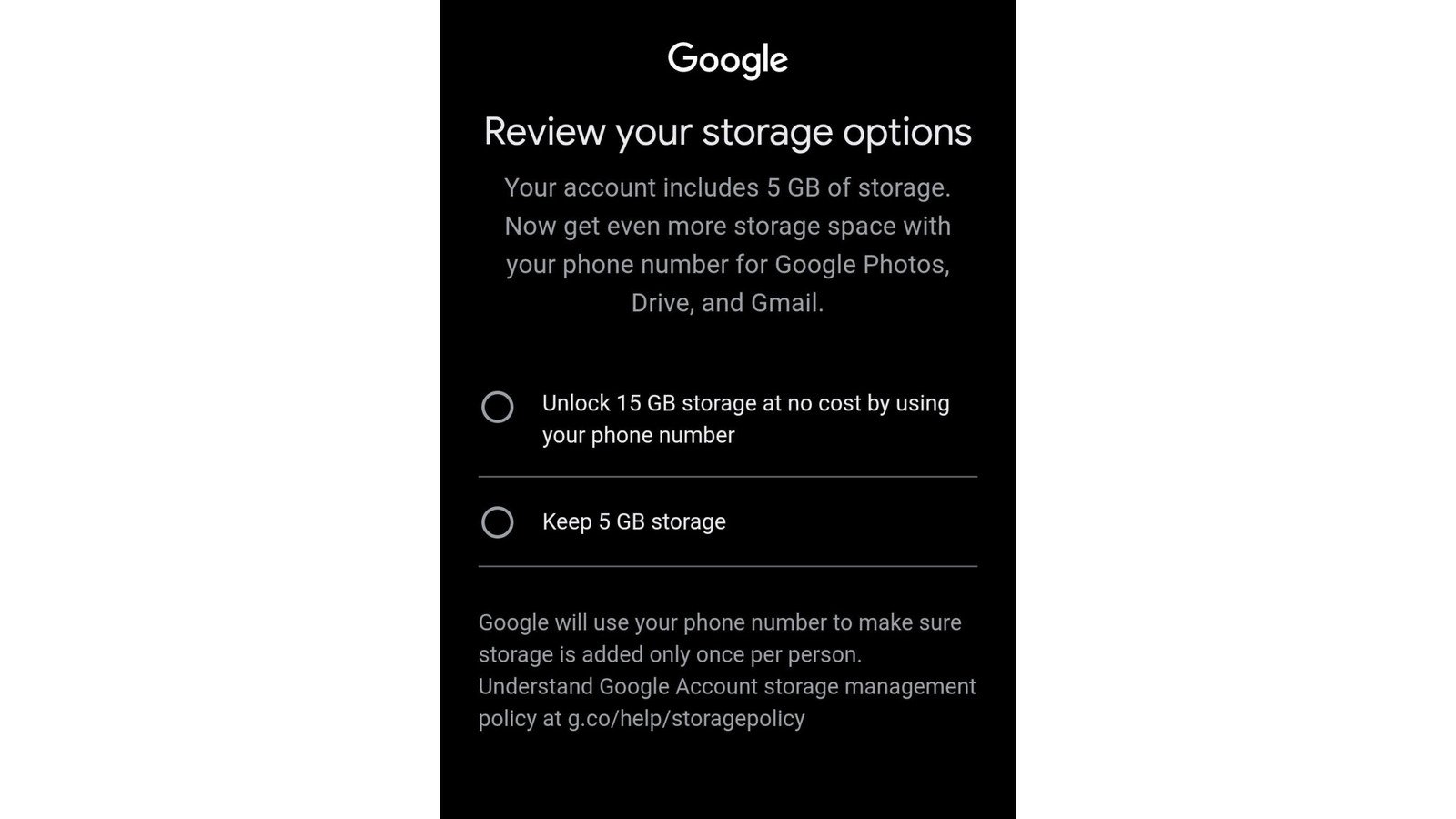 New Google Accounts May Only Get 5GB Free Storage — Unless You Link A Phone Number New Google Accounts May Only Get 5GB Free Storage — Unless You Link A Phone Number