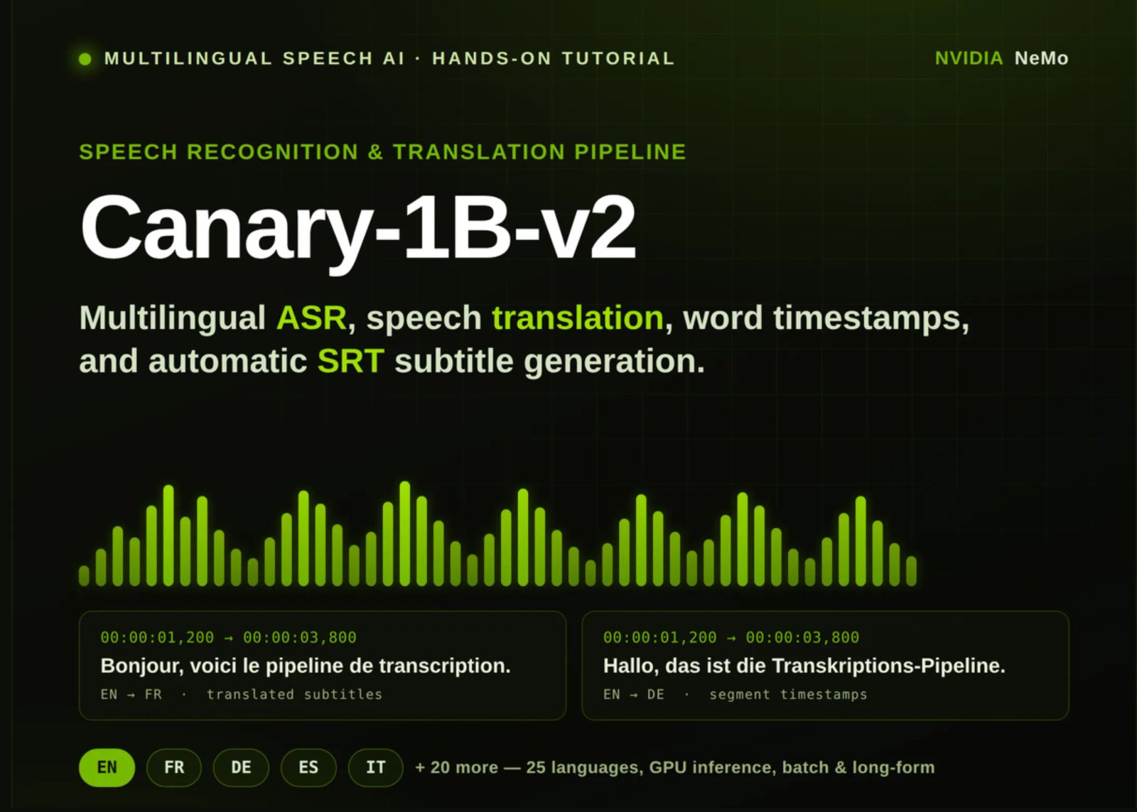 How to Use NVIDIA Canary-1B-v2 for ASR, Translation, and Automatic SRT Subtitle Export in Python
