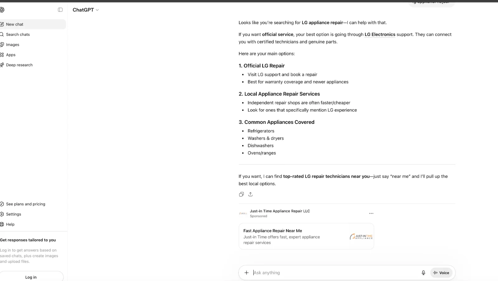 ChatGPT ads spotted
